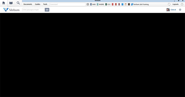 Verbum Home Screen Black Error